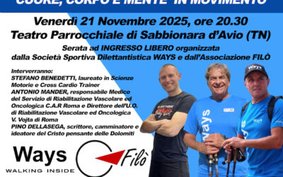 “CUORE, CORPO E MENTE IN MOVIMENTO”Venerdì 21 novembre 2025, ore 20.30, Teatro Parrocchiale di Sabbionara d’Avio.